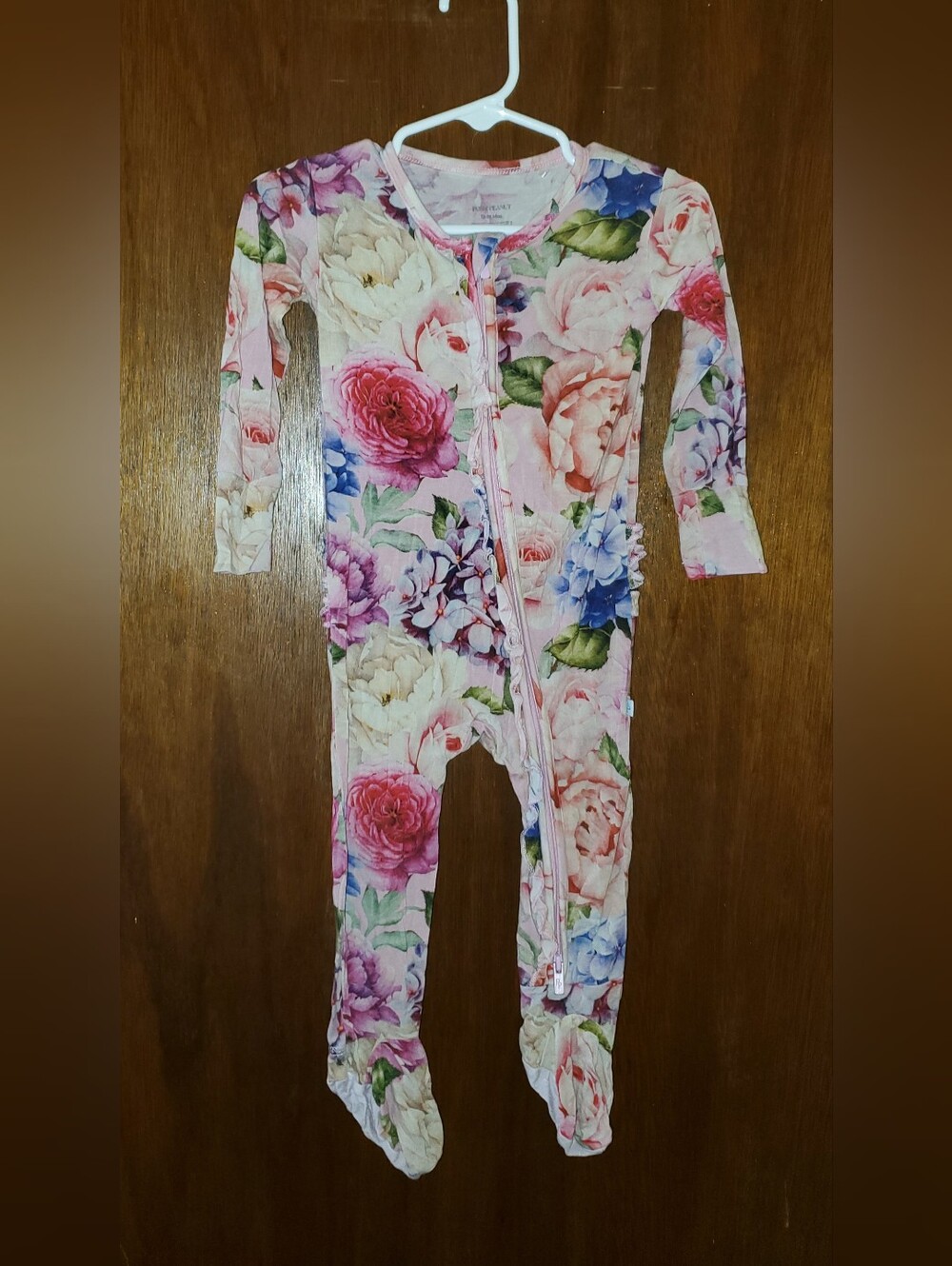Posh Peanut Bamboo Ruffle Butt Floral Footie Sz 12-18 Months